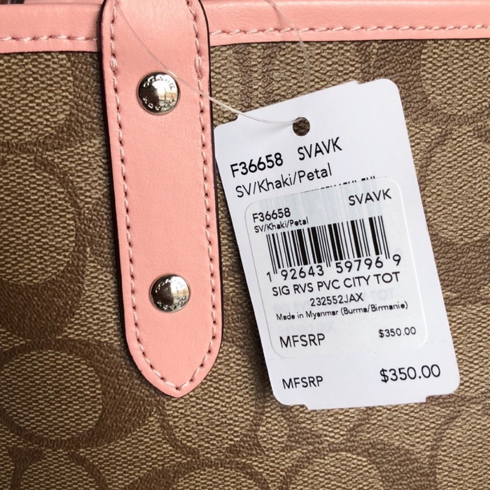 ▪️COACH▪️Petal Khaki Reversible City Tote & Pouch - Picture 7 of 7